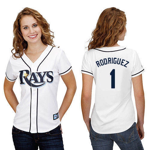 Sean Rodriguez #1 mlb Jersey-Tampa Bay Rays Women's Authentic Home White Cool Base Baseball Jersey